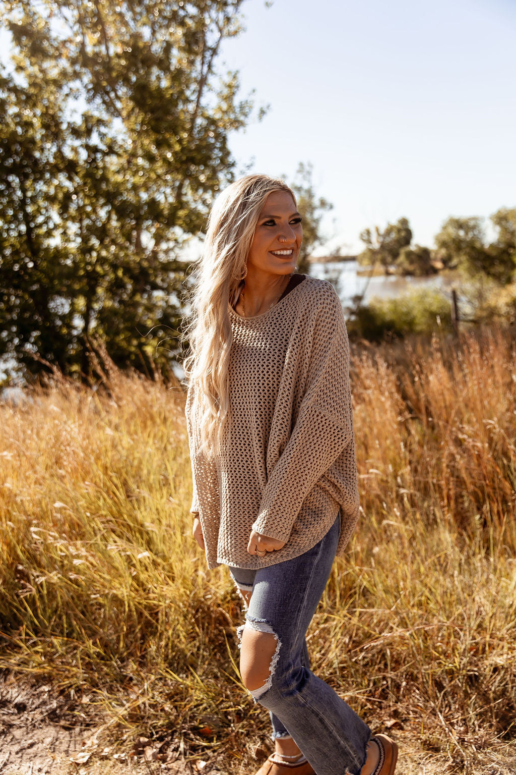 Oversized Open Knit Sweater